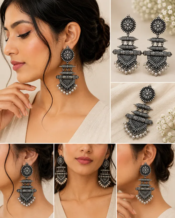 Silver_Brushed_Finish_Oxidized_Statement_Drop_Earrings_For_Women