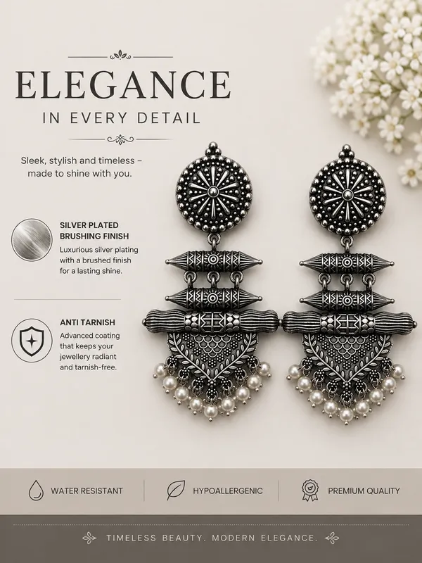 Silver_Brushed_Finish_Oxidized_Statement_Drop_Earrings_For_Women