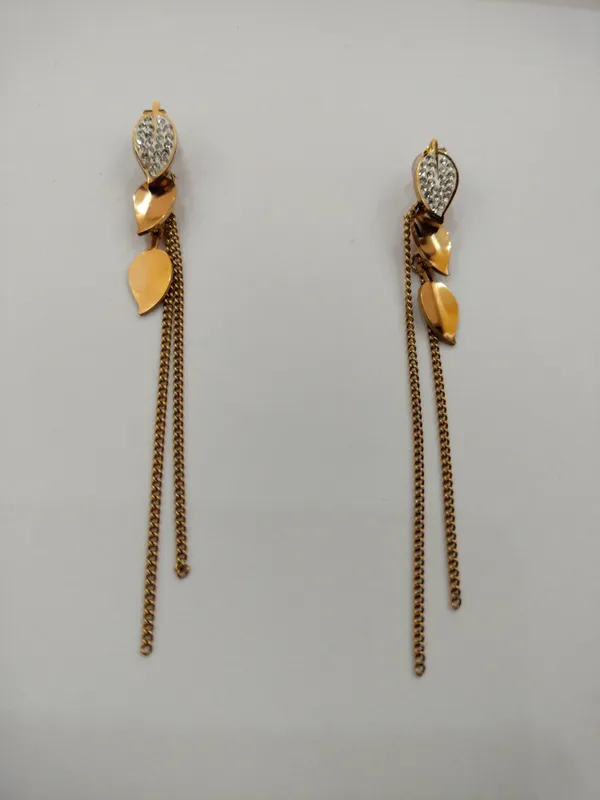 Gold_Tone_Leaf_Chain_Drop_Earrings_for_Women