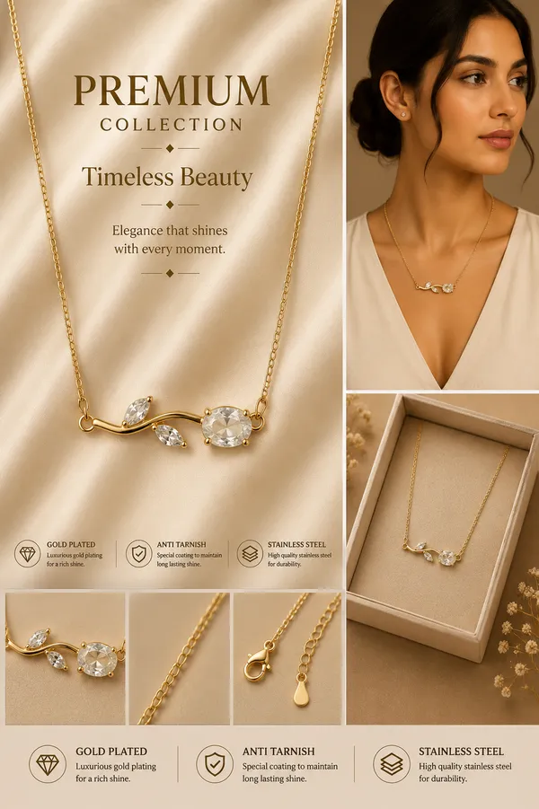18K_Gold_Plated_Leaf_Pendant_Necklace_For_Women