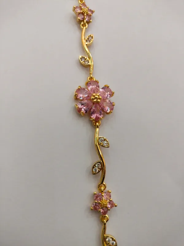 Gold_Tone_Pink_Floral_Stone_Bracelet_for_Women