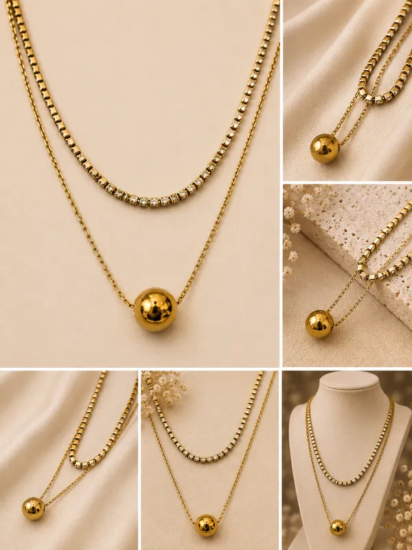 18K_Gold_Plated_Stone_Layered_Necklace_For_Women