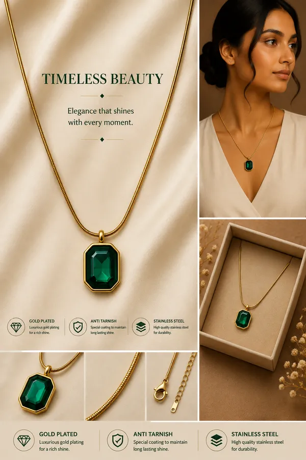 Green_And_18K_Gold_Plated_Stone_Pendant_Necklace_For_Women