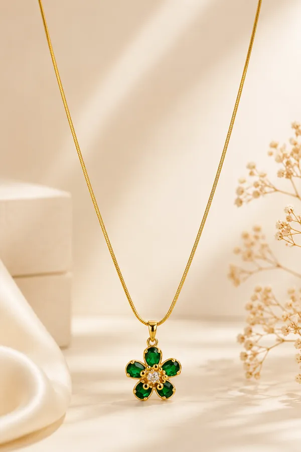18K_Gold_Plated_Floral_Stone_Pendant_Necklace_For_Women