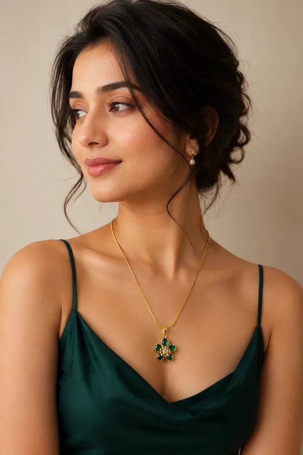 18K_Gold_Plated_Floral_Stone_Pendant_Necklace_For_Women