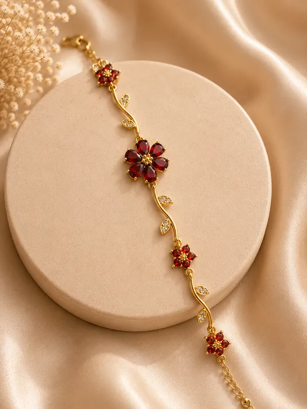 Red_Gold_Plated_Floral_Stone_Bracelet_For_Women