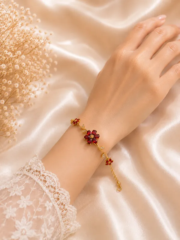 Red_Gold_Plated_Floral_Stone_Bracelet_For_Women