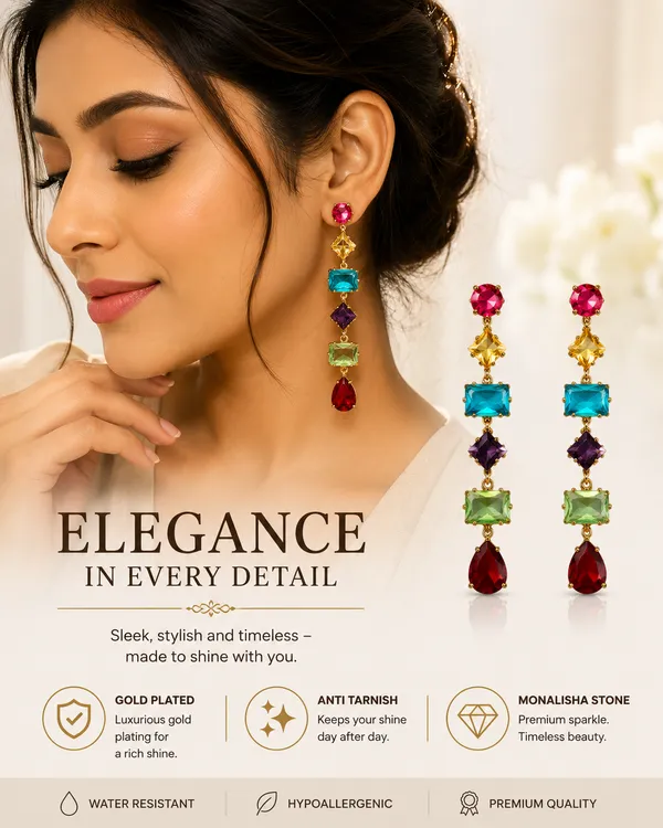 Multicolour_Gold_Plated_Stone_Drop_Earrings_For_Women
