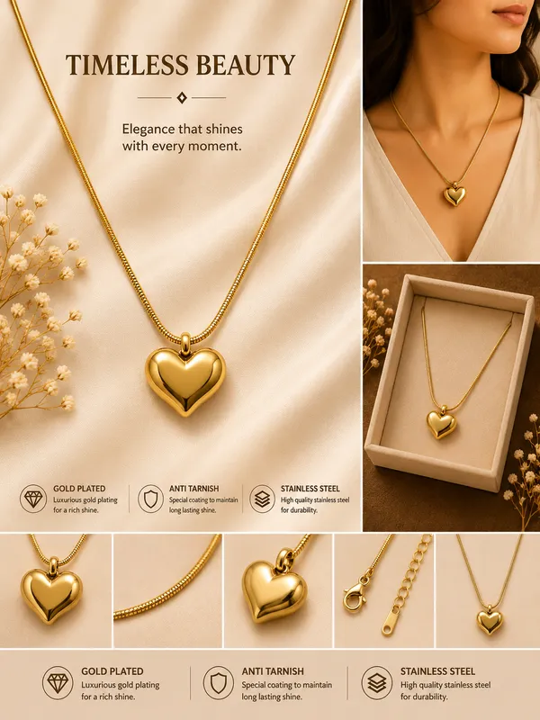 18K_Gold_Plated_Heart_Pendant_Necklace_For_Women