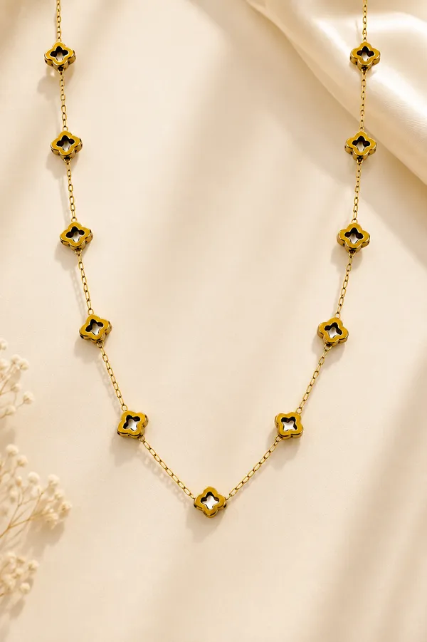 Black_18K_Gold_Plated_Geometric_Necklace_For_Women