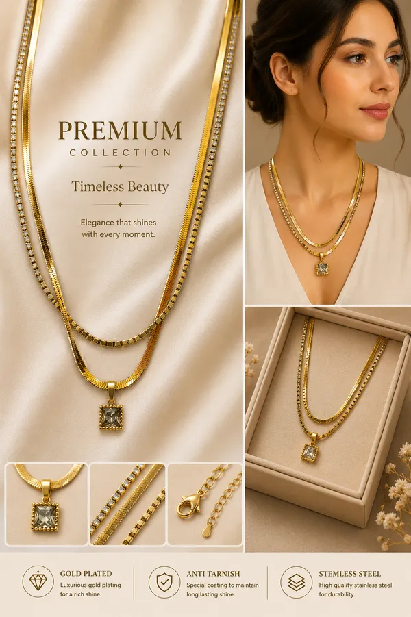 18K_Gold_Plated_Stone_Layered_Necklace_For_Women