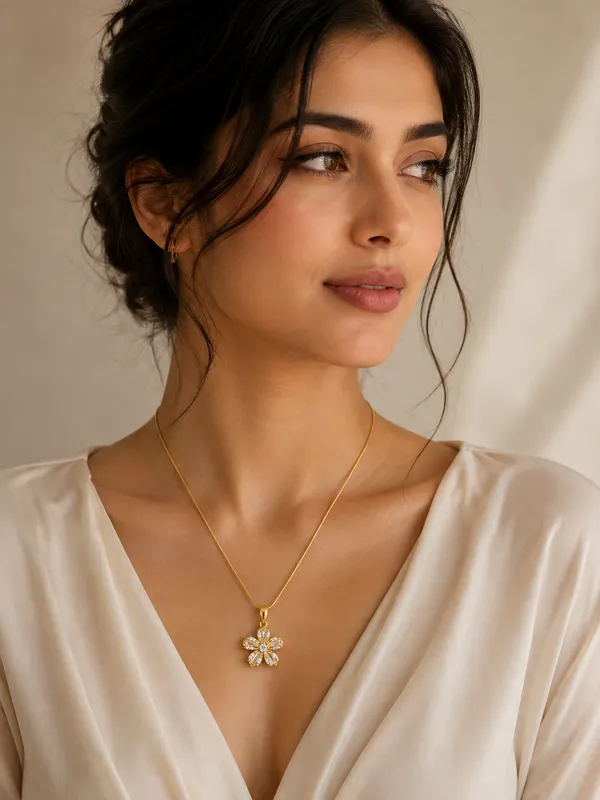 18K_Gold_Plated_Floral_Stone_Pendant_Necklace_For_Women