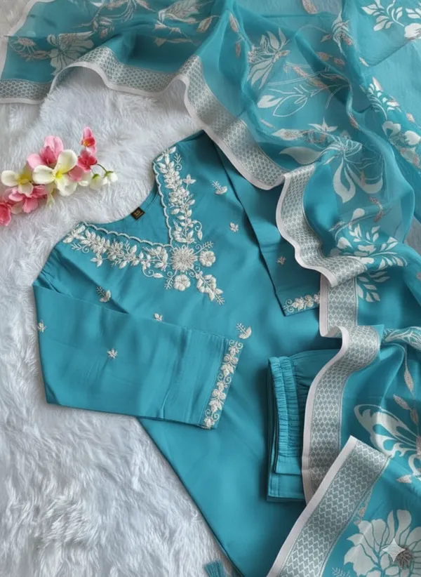 Turquoise_Embroidered_Straight_Kurta_Set_for_Women