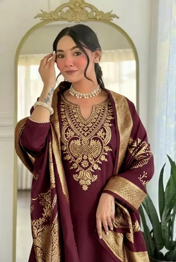 Maroon_Embroidered_Straight_Kurta_Set_for_Women
