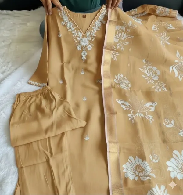 Mustard_Embroidered_Straight_Kurta_Set_For_Women