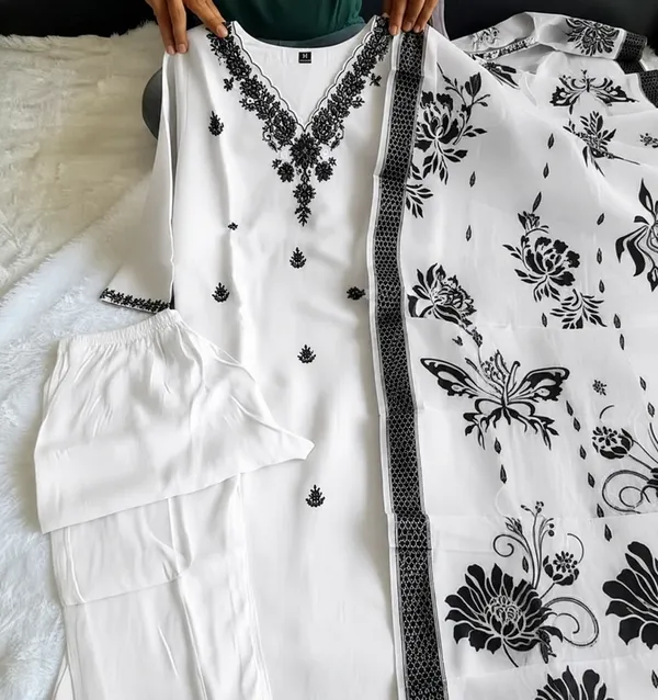 White_Black_Printed_Straight_Kurta_Set_For_Women