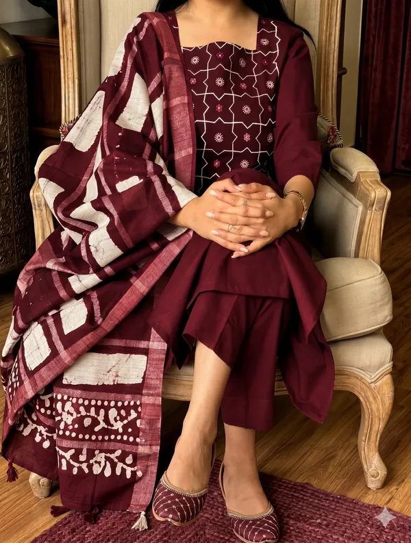 Maroon_Printed_Straight_Kurta_Set_For_Women