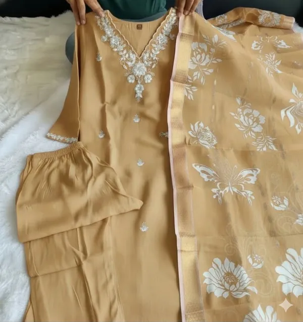 Mustard_Embroidered_Straight_Kurta_Set_For_Women