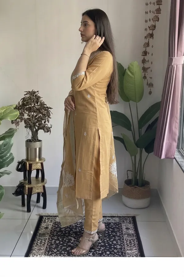 Mustard_Embroidered_Straight_Kurta_Set_For_Women
