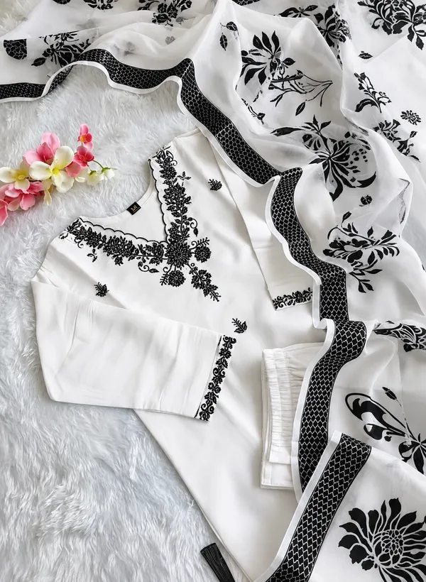 White_Black_Printed_Straight_Kurta_Set_For_Women