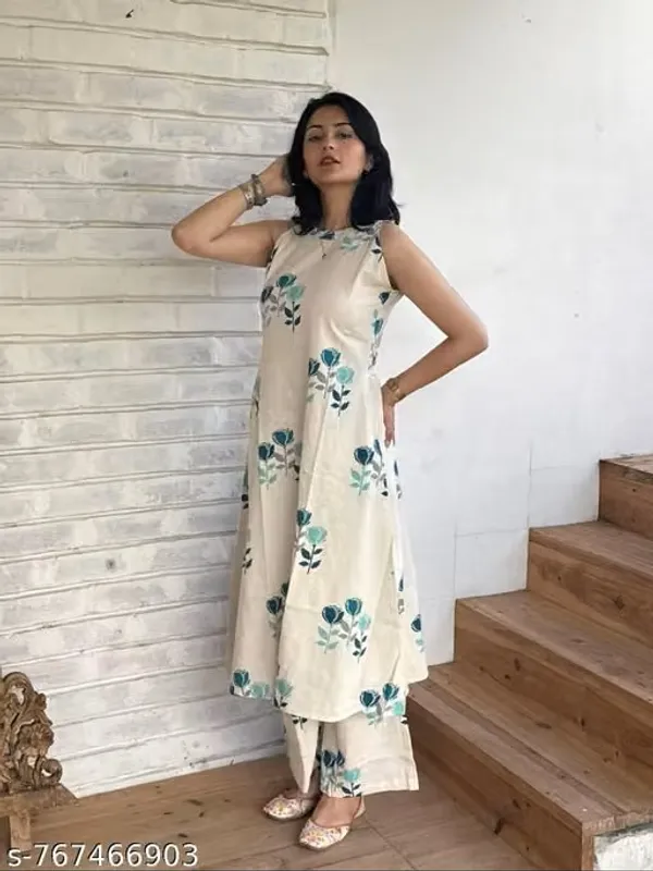 Printed_Sleeveless_Kurti_Set_Cotton_Cord-Set_Fancy_Sleeveless_Kurti_Set