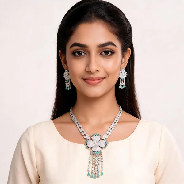 Silver_Finish_Aqua_Floral_Stone_Brass_Necklace_Set_For_Women