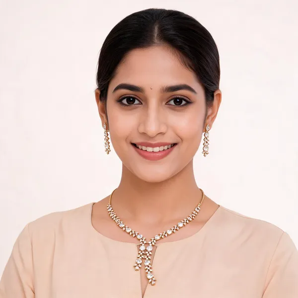 Gold_Brass_Clear_Stone_Necklace_And_Earrings_Set_For_Women
