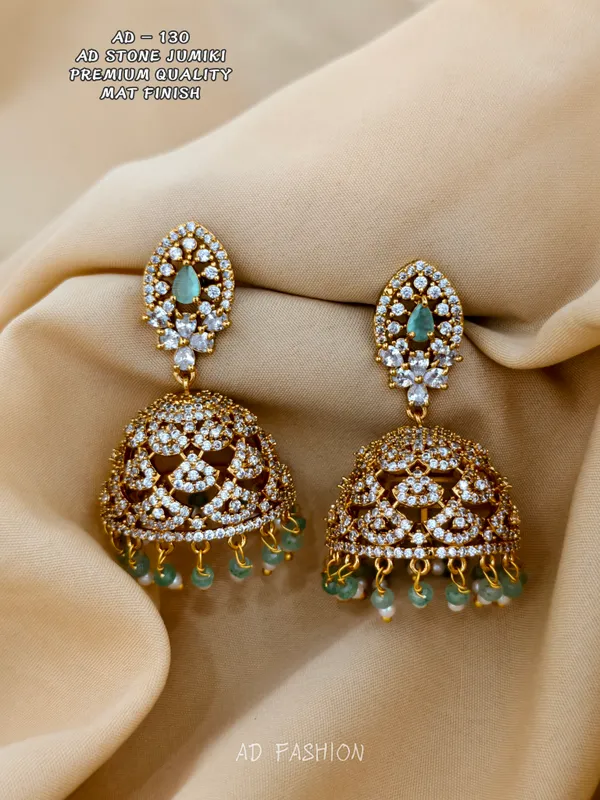 Gold_Tone_Brass_Green_Stone_Dome_Jhumka_Earrings_For_Women
