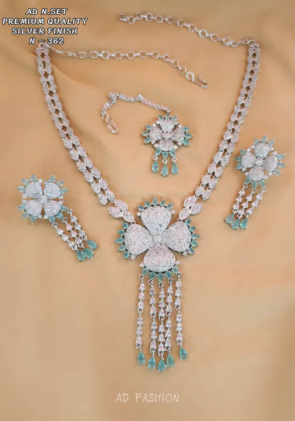 Silver_Finish_Aqua_Floral_Stone_Brass_Necklace_Set_For_Women