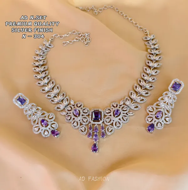 Silver_Brass_Purple_Stone_Floral_Necklace_Set_For_Women