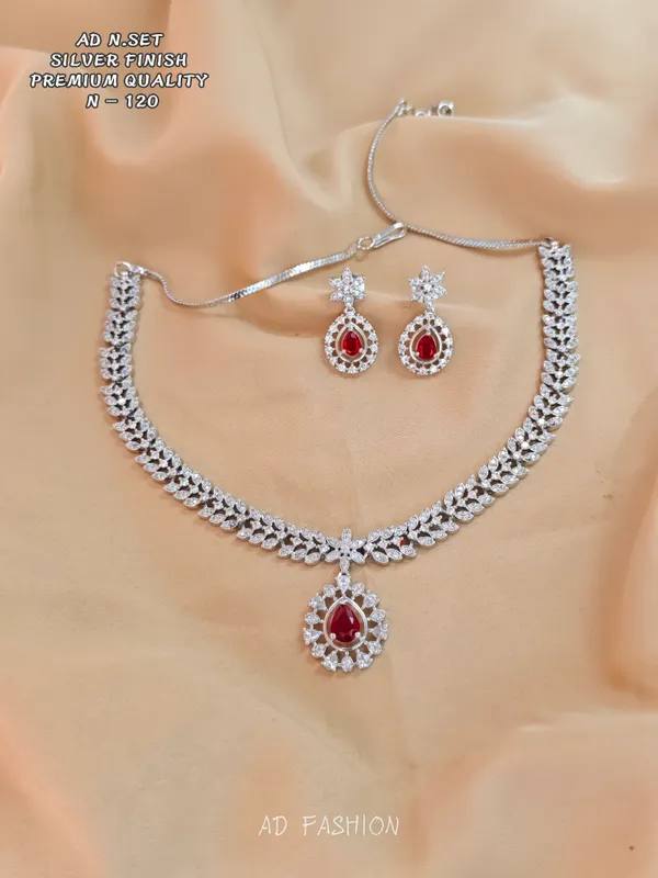 Silver_Brass_Red_Stone_Floral_Necklace_Set_For_Women