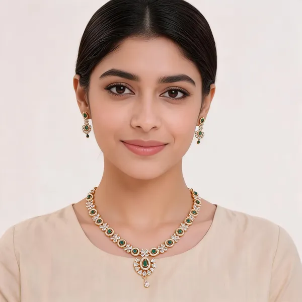 Gold_Finish_Green_Stone_Brass_Necklace_Set_For_Women