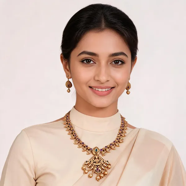 Gold_Brass_Temple_Style_Stone_Necklace_Set_For_Women