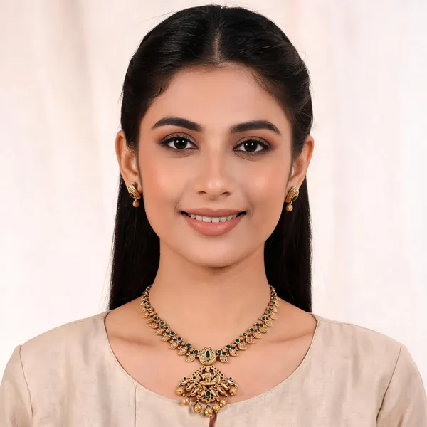 Gold_Tone_Brass_Green_Stone_Traditional_Necklace_And_Earrings_Set_For_Women