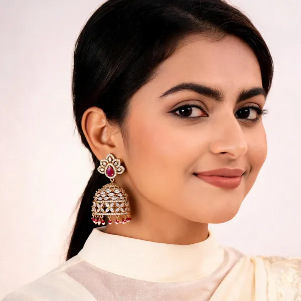 Gold_Brass_Red_Stone_Studded_Jhumka_Earrings_For_Women
