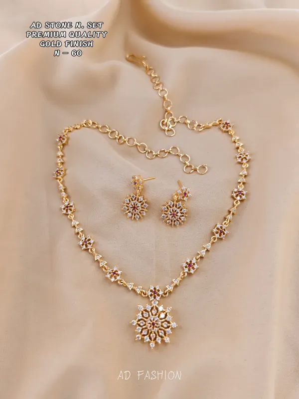 Gold_Tone_Brass_Multicolour_Stone_Floral_Necklace_Earring_Set_For_Women
