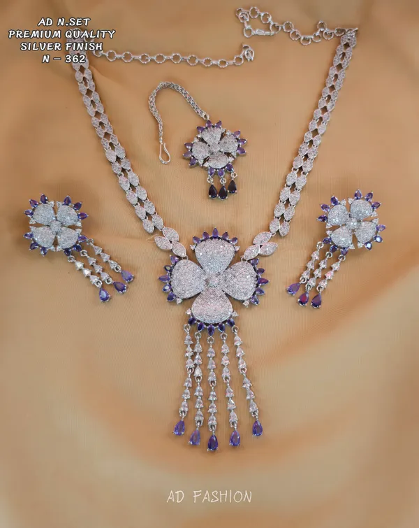 Silver_Finish_Purple_Floral_Stone_Brass_Necklace_Set_For_Women