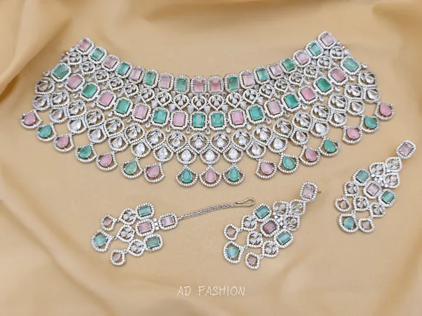 Silver_Tone_Pink_Green_Stone_Studded_Brass_Necklace_Set_For_Women