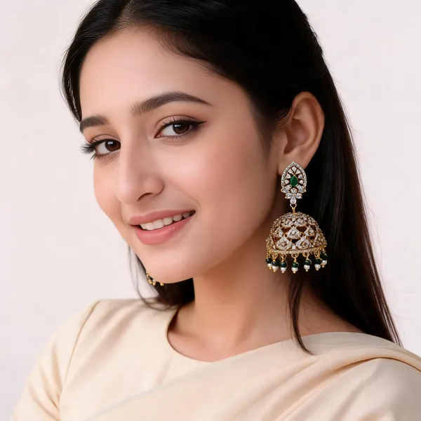 Gold_Tone_Green_Ad_Stone_Brass_Jhumki_Earrings_For_Women