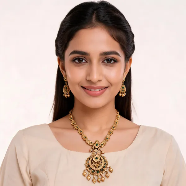 Gold_Tone_Green_Stone_Brass_Necklace_Set_For_Women