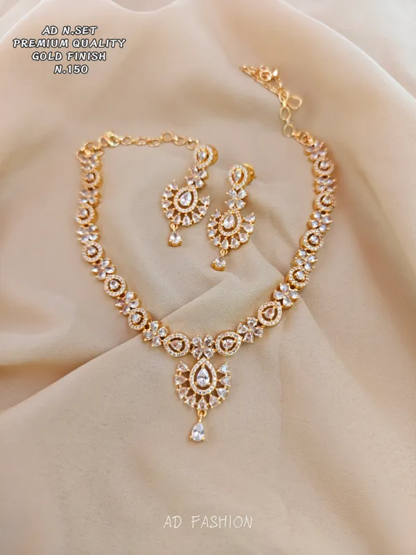 Gold_Finish_Brass_Stone_Studded_Teardrop_Necklace_Earrings_Set_For_Women