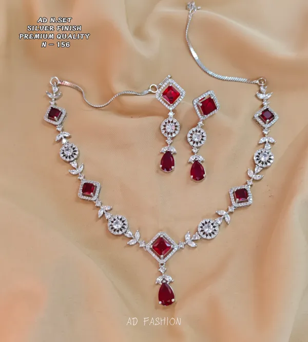 Silver_Brass_Red_Stone_Necklace_Set_For_Women