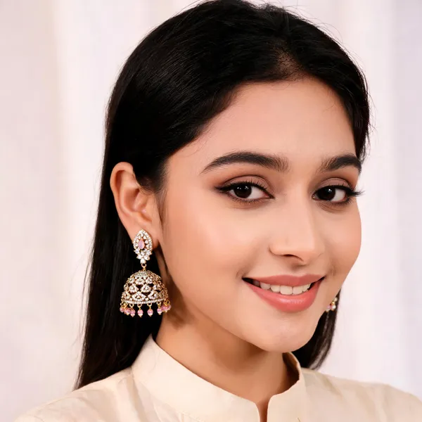 Gold_Brass_Stone_Studded_Dome_Jhumka_Earrings_For_Women
