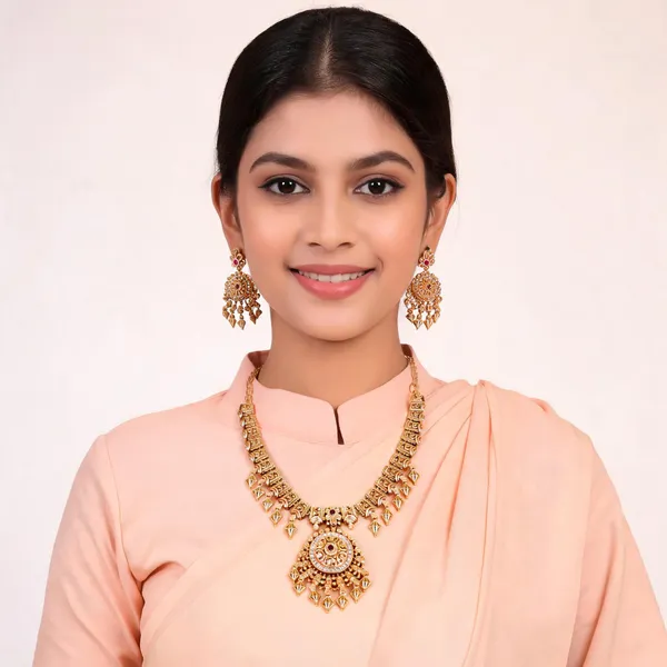 Gold_Brass_Traditional_Ornate_Necklace_Set_For_Women