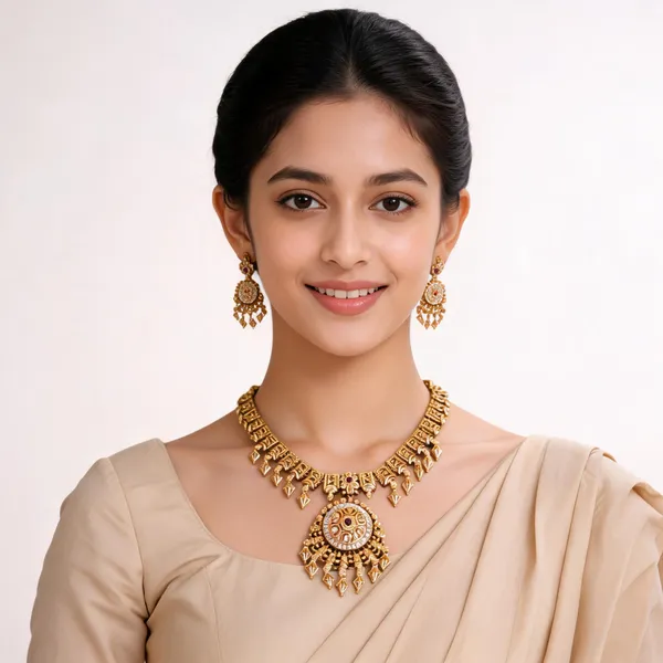 Gold_Brass_Traditional_Ornate_Necklace_Set_For_Women