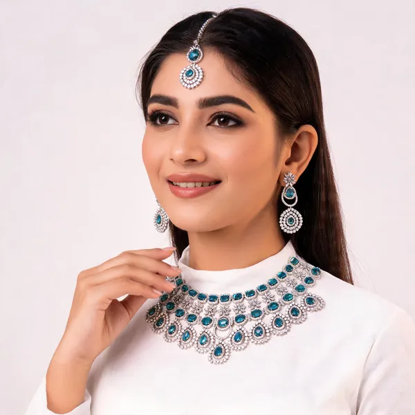 Silver_Brass_Turquoise_Stone_Choker_Jewellery_Set_For_Women