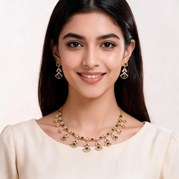 Gold_Finish_Green_Stone_Brass_Necklace_And_Earrings_Set_For_Women