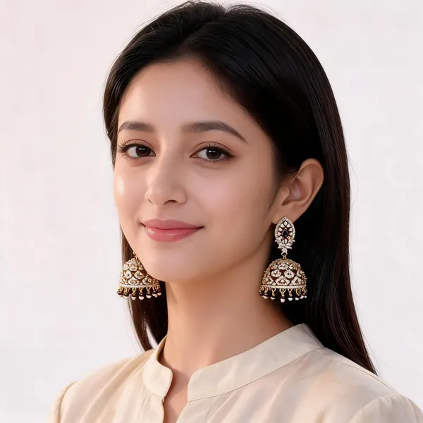 Gold_Brass_Stone_Studded_Traditional_Jhumka_Earrings_For_Women