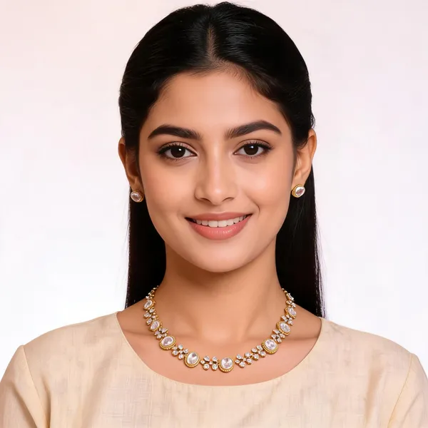 Gold_Tone_Brass_Oval_Clear_Stone_Necklace_And_Earrings_Set_For_Women