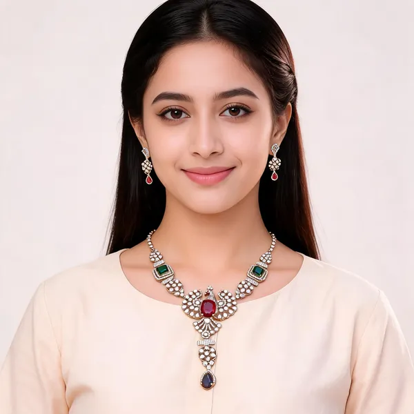Gold_Tone_Brass_Green_Red_Stone_Studded_Necklace_Set_For_Women